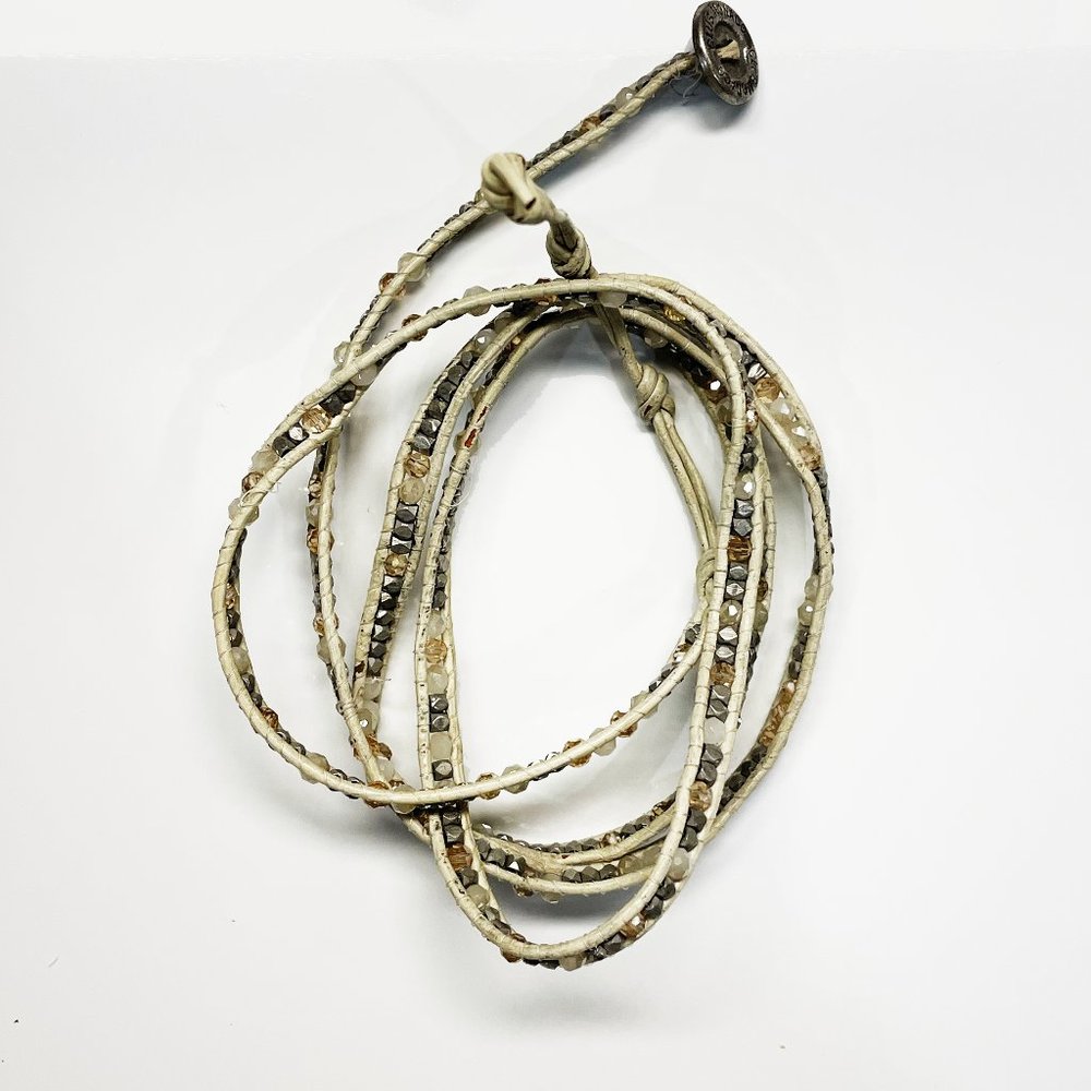 Club Monaco Beige + Silver Wrap Bracelet